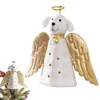 Décorations de Noël 11 pouces Golden Angel Dog Tree Topper Beaux ornements pour les cours Cafés Restaurants Bureaux 11x11x3.1in