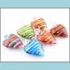 Collane a sospensione all'ingrosso 6pcs fatti a mano Murano Lampwork Mix Color Stripe Cuore Fit Gioielli Regali Deliveria Penda Dhtlj