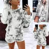 Kvinnors träningsdräkter Summer Women Tops Mujer Lounge Wear Shirts Långärmhet Tvådelat Set Shorts Ensemble Femme Tie Dye Pijama Camisetas