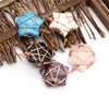 Pendant Necklaces 6PCS Wire Wrap Five-star Natural Stone Necklace Pendants Healing Energy Crystal Quartz Jewelry For Wholesales Business