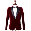 Ternos masculinos Blazers Trend Trend Velvet Groom Tuxedo Slim Fit Wedding Party Business Casual Sone Jacket Banquete Single Casal 230111