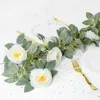 Guirlande de fleurs décoratives Rose blanche guirlande de fleurs artificielles vigne pour la maison jardin décor douche nuptiale mariage décorations murales