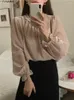 Blouses pour femmes corée du sud Chic doux tempérament chemise femmes été rétro Vintage Hong Kong mode maille pure Transparent haut Sexy