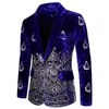 Men's Suits Blazers Luxury Blazer Costume Stage Jacket Male Velvet Gold Thread Embroidered Dress for Men 230111