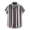 Men's Casual Shirts Men's 2023 Men Fashion Striped Shirt Printing Hawaiian Blouse Ethnic Short Sleeve Large Size Menshirts Camisas