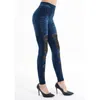 Leggings da donna Esercizio per le donne Confezione Casual Pizzo Scava fuori Simulazione Jeans Stretto elastico Juniors Set