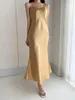 Повседневные платья 2023 Корейская мода Сексуальная атласная рукавица чистое элегантная леди -салат женщинам летняя вечеринка vestidos vestidos