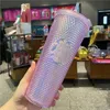NYA STARBUCKER PESTDED Tumblers 710 ml Plastic Coffee Mug Bright Diamond Starry Straw Cup durian Cups Gift Product med Original Log2206
