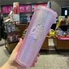 New Starbucks Studded Tumblers 710ML Tazza da caffè in plastica Bright Diamond Starry Straw Cup Durian Tazze Prodotto regalo con Log2425 originale