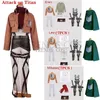 Costume Accessoires Homme Femme AOT Attaque sur Titan Eren Jaeger Levi Ackerman Hange Zoe Cosplay Ensemble Complet Chemise Pantalon Cape Écharpe Perruque 230111