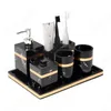 Badtillbehör Set Creativity Marble Texture Dusch Accessories European Modern Hem Toalett Gyllene Stroke Black Tooth Brush Holder Dhpoe