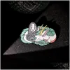 Pins Brooches Japanese Cartoon Creative Faceless Man Spirited Away Cute Little White Dragon Badge Paint Enamel Pin Denim Shirt Bag Dhtu3