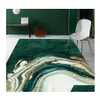 Tapis Moderne Tapis Abstrait Art Grand Tapis Lavable Durable Facile À Nettoyer Tapis Noirâtre Vert / Or Géométrique Tache Fade Drop Dha1E