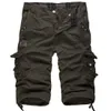 Herren Shorts Lose großer Ladungswatte Tactical Casual Feste Farbe Patchwork Militär weiße Knie Länge 230110