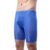 Underpants CLEVER-MENMODE Long Boxers Men Underwear Sexy Ice Silk Sheer Leg Penis Pouch See Through Boxer Shorts Panties