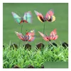 Garden Decorations 7Cm Doublelayer Simation Butterfly Gardening Flower Arrangement Forest Decoration Butterflys Crafts Zc195 Dhgarden Dhem8