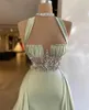 Elegant Mermaid Evening Dresses With Detachable Cape Beaded Crystal Formal Prom Gowns Custom Made Plus Size Pageant Wear Party Gown Robe de BC14868