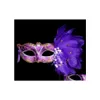 Party Masks Sexy Lady Mask Eye Nightclub Fashion Colorf Feather Accessories For Masquerade Halloween Drop Delivery Home Garden Festi Dh6Ea