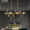 Ljuskronor modern kristall ljuskrona för matsal design guld kök ö hängande lampa lyx levande led glans heminredning ljus