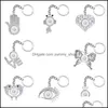 Keychains Lanyards Noosa Fashion Trendy Fish Butterfly Dolphin Crystal Rhinestone Snaps Car Bag Keyrings Fit 18Mm Snap Buttons Diy Dhavj