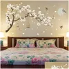 Adesivi Murali 187X128Cm Grandi Dimensioni Albero Uccelli Fiore Home Decor Sfondi Per Soggiorno Camera Da Letto Fai Da Te Camere Decorazione Drop Delivery G Dh3Ng