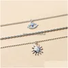 Hanger kettingen mode sieraden kwade eye mti layer ketting voor vrouwen blauwe ogen zon choker drop levering hangers dhwod