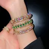 Bangle Luxury Geometric Zircon Bracelet Bangles For Women Pink Green Crystal Cuff Bracelets Wedding Party Statement JewelryBangle