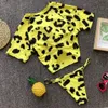 Kvinnors badkläder knut skörd topp bikini leopard badkläder kvinnor badare gula brasilianska baddräkt kvinnlig t -shirt thong sexig simning 230111