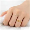 Anelli a fascia Anello con lettera di moda per uomo Donna Amore personalizzato Gioielli personalizzati Knuckle Acciaio inossidabile Coppia regolabile Regalo per la madre Dhncy