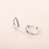 Boucles d'oreilles créoles de luxe colorées femmes couleur argent violet et or pavé CZ mode bijoux cadeau pour fille amies