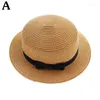 Szerokie brzegowe czapki słoneczne bowknot letnia słoma żeńska męska plaża zwykła dama dziewczęta płaskie kobiety