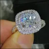 Solitaire ring luxe dames trouwringen mode sier edelsteen verloving voor vrouwelijke sieraden gesimdeerde diamant 883 Q2 drop levering dh3vo