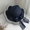 Szerokie brzegowe czapki wróżba składana papierowa słomka kapelusz damski na zewnątrz fajne nadmorskie przyjęcie motyla na plażę