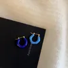 Hoop Earrings Minar Funny Blue Contrast Color Enamel For Women Female Asymmetry Irregular C Shape Chunky Earring Casual Jewelry