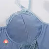 Cintos Bodysuit de renda azul Mulheres e flexões corporais sexy