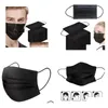 Designer Masques 50Pc Noir Visage Bouche Masque De Protection Jetable Filtre Contour D'oreille Non Tissé En Stock Drop Delivery Maison Jardin Housekee Dh4Xr