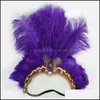 Headbands Indian Crystal Crown Feather Party Festival Kutlaması Headdress Karnaval Başlığı Headgear Cadılar Bayramı 1855 T2 Drop Deliv Dhntk
