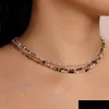 Beaded Halsband Bohemian Fashion Jewely Necklace Colorf Beads Chain Choker 3st/Set Drop Delivery Pendants Dh8kx