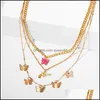 Pendanthalsband Trendiga Mtilayered Butterfly Pendan -halsband f￶r kvinnor Guldkedjiga chokerg￥vor smycken 640 T2 Drop Delivery Pendants Dhu5k