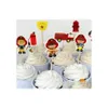 Andere feestelijke feestbenodigdheden 72 stks Brandweerman Cake Toppers Cupcake Picks Cases Fire Fighter Kids Birthday Decoration Baby Shower Cand Dhpnj