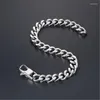 Braccialetti di collegamento Kotik da 8 mm da uomo in acciaio inossidabile Catena cubana Bracciale in argento in argento in oro nero per uomo Coppia Gioielli