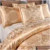 Bedding Sets Jacquard Set Single Queen King Size Duvet Er Bed Roupa de linho Droga Drop Drop Home Garden T￪xteis de suprimentos DHEJS