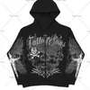 Herrtröjor tröjor retro amerikansk mode medeltida tryck zip hoodie kvinnor avslappnad lös varm höst streetwear y2k stil topp harajuku jacka 230110