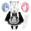 Acessórios para fantasias Ram Rem Cosplay RE Zero Kara Hajimeru Isekai Seikatsu Preto Blue Red Maid Servo Dress 230111