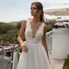 Wedding Dress V Neck Dresses 2023 Sexy Backless Floor Length Lace Bodice Tulle A Line Bridal Gowns Vestido De Noiva Real Po