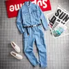 Herrbyxor japanska retro casual trendiga mäns smala små denim jumpsuits fötter byxor all-match overalls