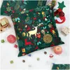クリスマスの装飾グリーンコットンスタム枕カバーの装飾ホームパーティーの装飾ケーストドロップデリバリーガーデンフェスティブ用品DHPQ9