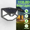 Outdoor Wall Lamps 112 LED PIR Motion Sensor Light Solar Power Waterproof Garden Lamp Sunlight Street For Decoration 2023