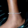 Anklets Flatfoosie luksusowy utwardzony łańcuch tenisowy dla kobiet 5 mm Bling Crystal Kids Bransoletka plaża Bosowa biżuteria