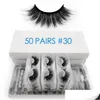 False Eyelashes 50 Pairs Wholesale Mink Bk Fluffy 3D Lashes 100 Cruelty Natural Long Eyelash Extension Makeup Cilios Drop Delivery H Dh914